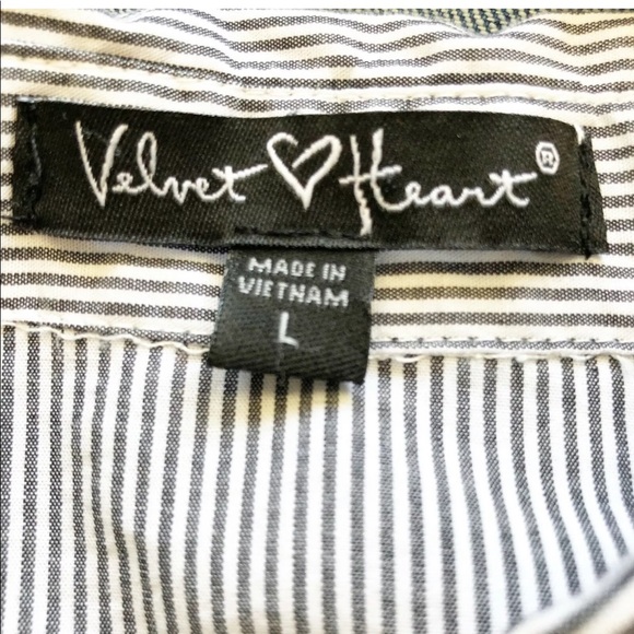 VELVET HEART Striped Shirt Bell Tie Sleeves Sz. L - Picture 6 of 8